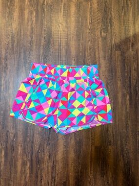Women’s Neon Geometric Running Shorts - Pink Multi
